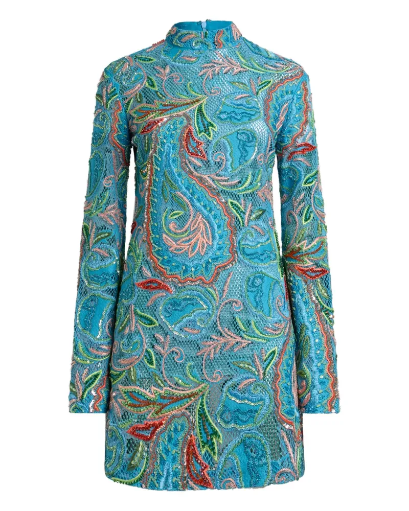 Etro Gehäkeltes Kleid mit Paisley-Stickerei - Blau Blau
