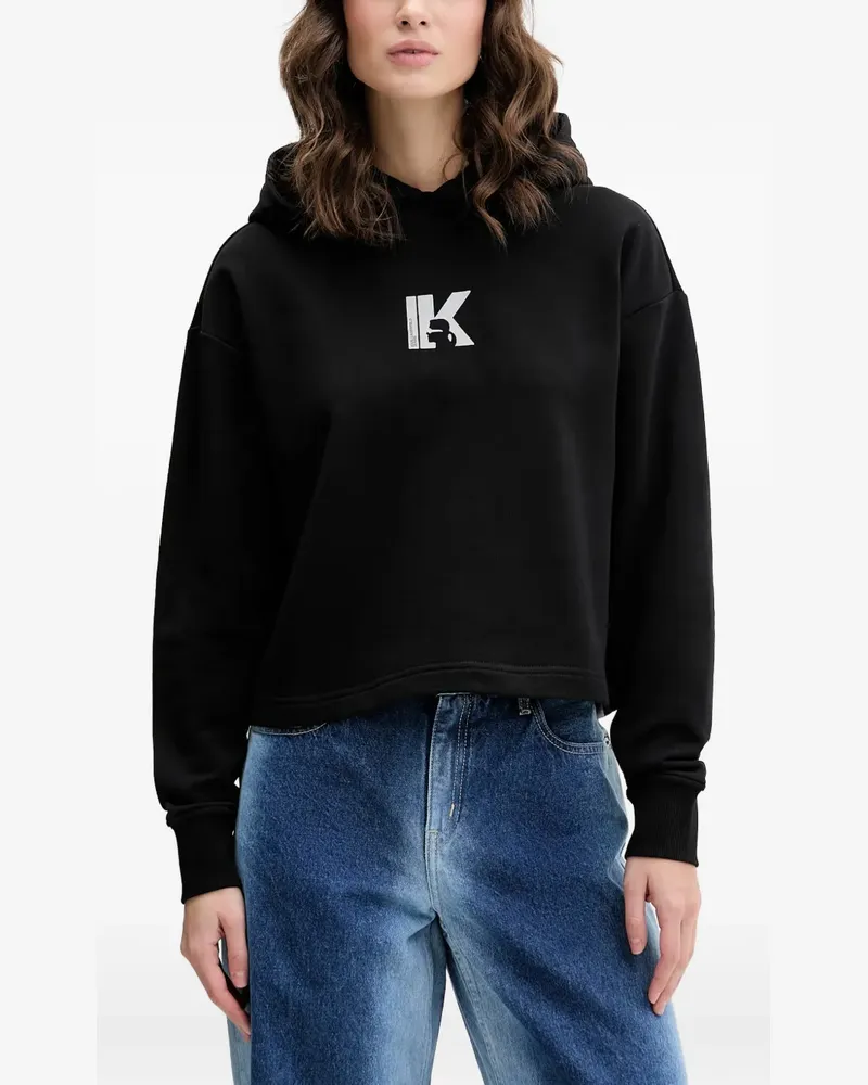 Karl Lagerfeld logo-print cropped hoodie - Schwarz Schwarz