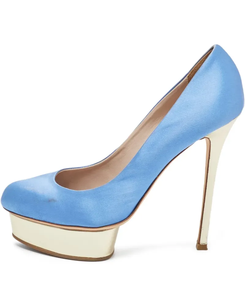Le Silla 2024 Plateau-Pumps aus Satin - Blau Blau