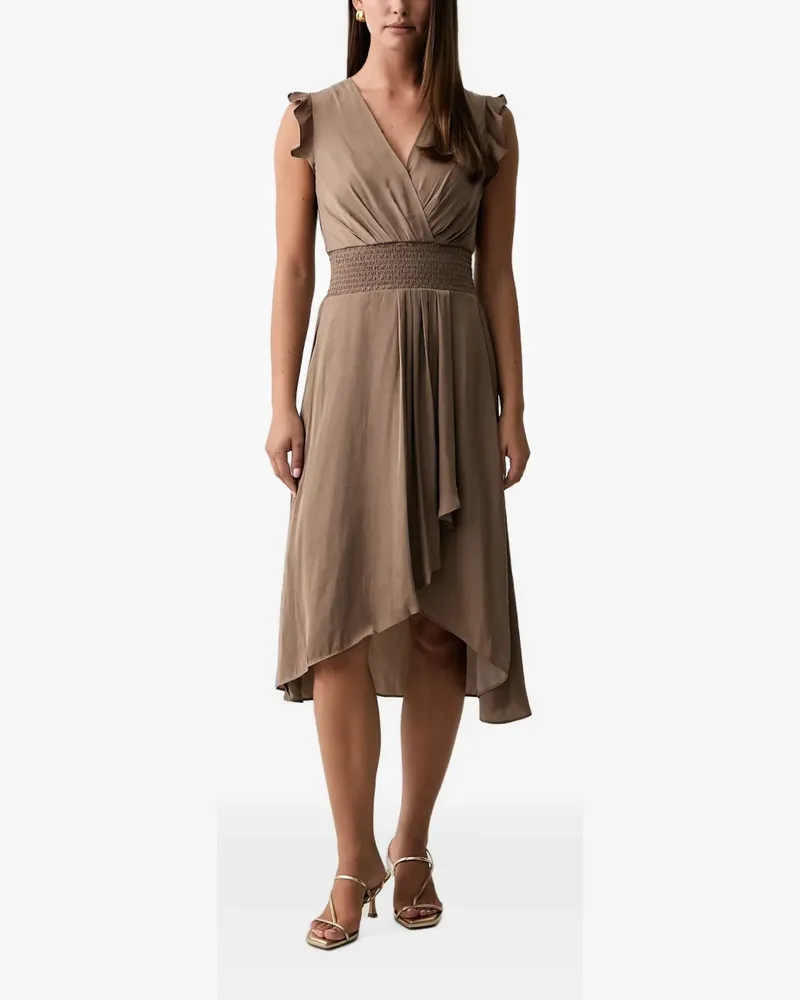 Morgan Rwally ruffled smocked-waist midi dress - Braun Braun