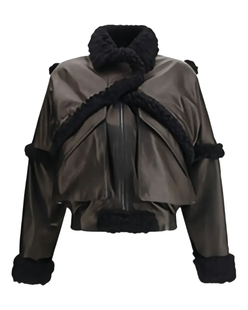 Magda Butrym Lederjacke mit Shearling-Besatz - Schwarz Schwarz