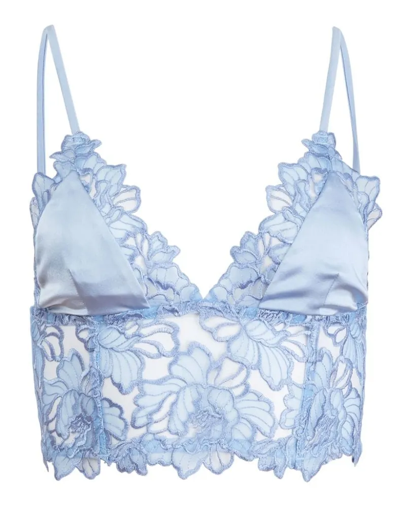 Fleur Du Mal Whitney Triangel-BH mit Stickerei - Blau Blau