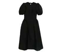 Midikleid mit Puffärmeln - Schwarz