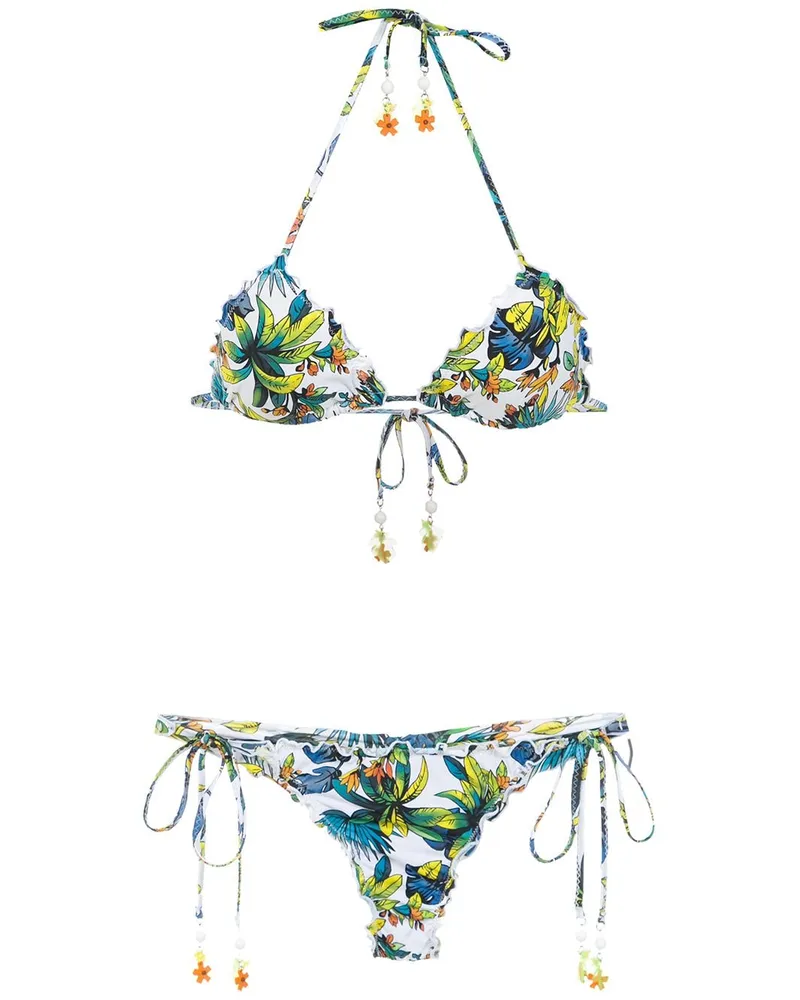 Amir Slama Bikini mit Print - Weiß Weiß