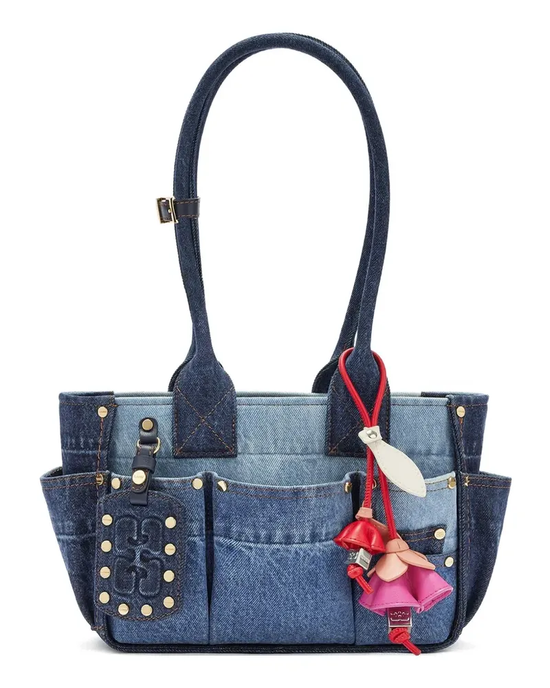 Ganni Pocket Schultertasche mit Nieten - Blau Blau