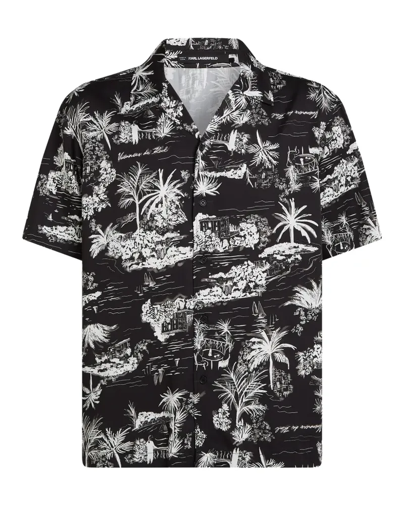 Karl Lagerfeld Hemd mit Vacances-Print - Schwarz Schwarz