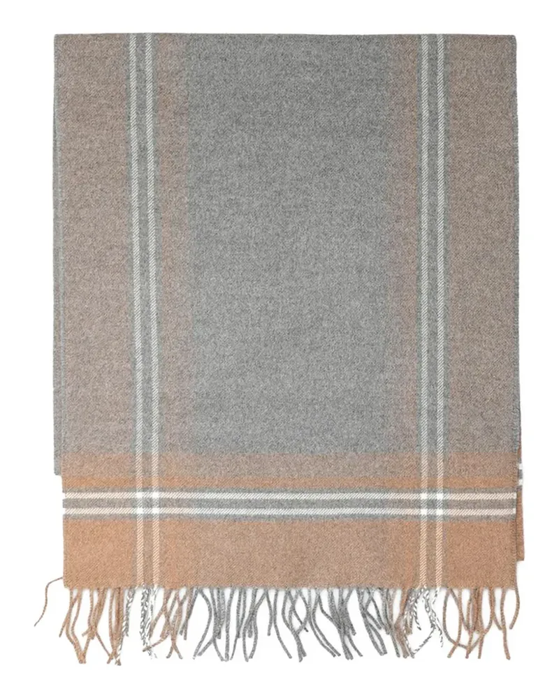 Ermenegildo Zegna Karierter Schal mit Fransen - Grau Grau