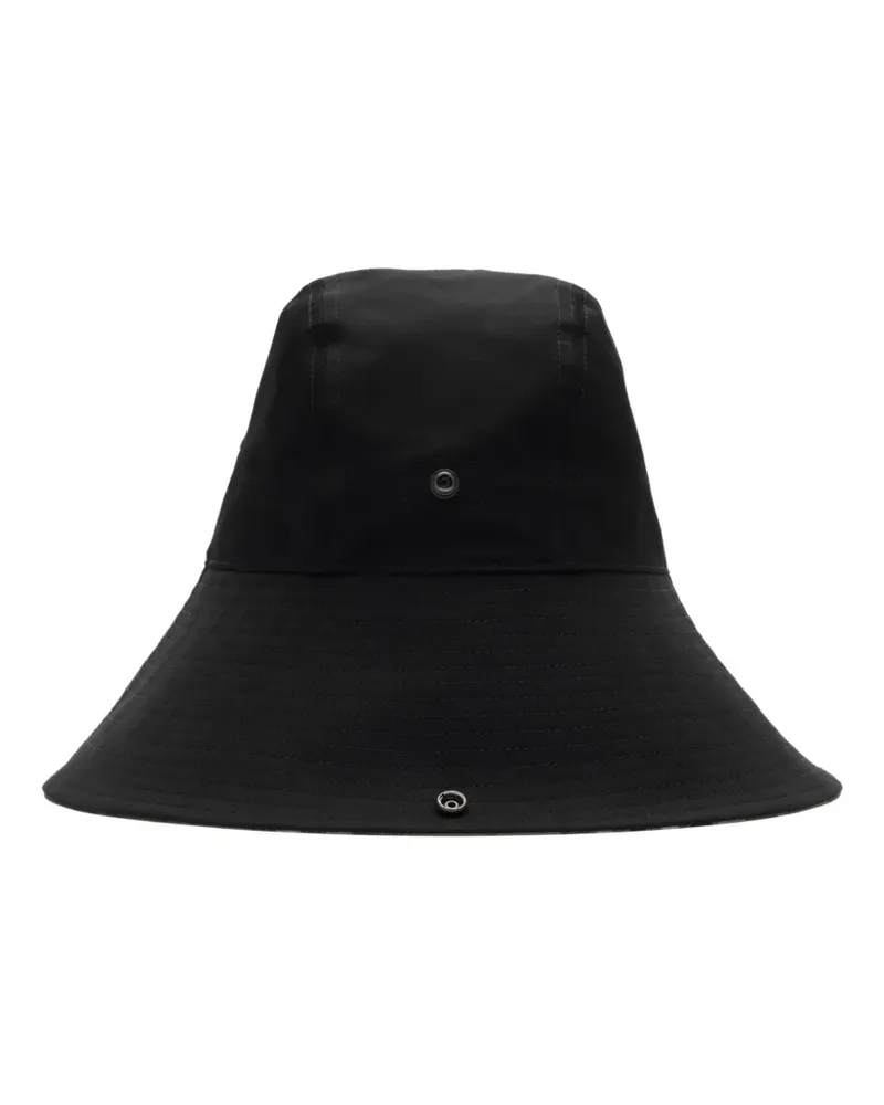 Burberry Gabardine-Hut mit karierter Krempe - Schwarz Schwarz