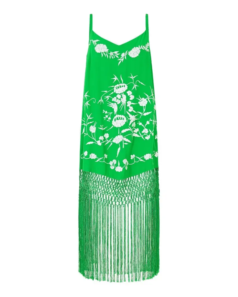 Camilla Fransenkleid mit Blumen-Print - Grün Grün