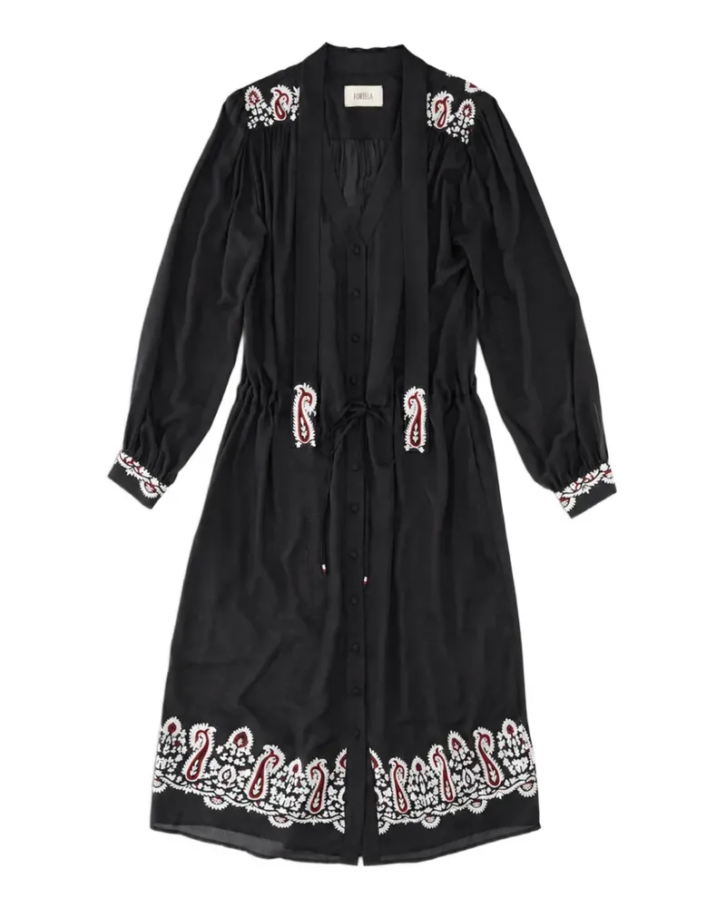 Fortela Alana embroidered midi dress - Schwarz Schwarz