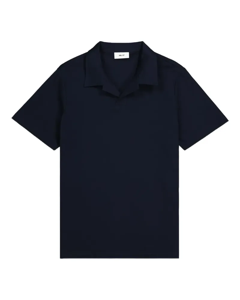 NN 07 T-Shirt mit Poloshirtkragen - Blau Blau