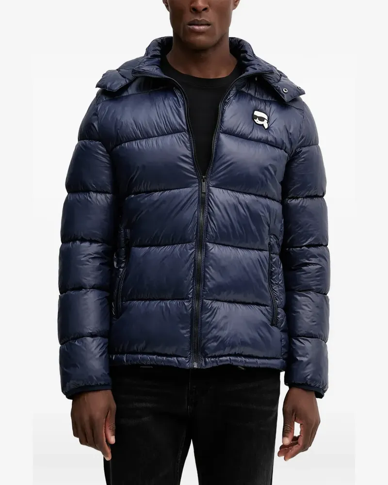 Karl Lagerfeld Gefütterte Kapuzenjacke mit Logo-Patch - Blau Blau