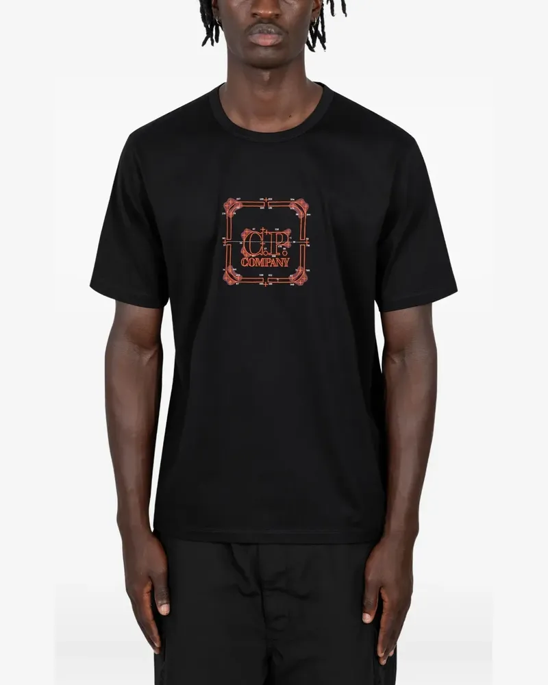 C.P. Company T-Shirt mit eckigem Logo - Schwarz Schwarz