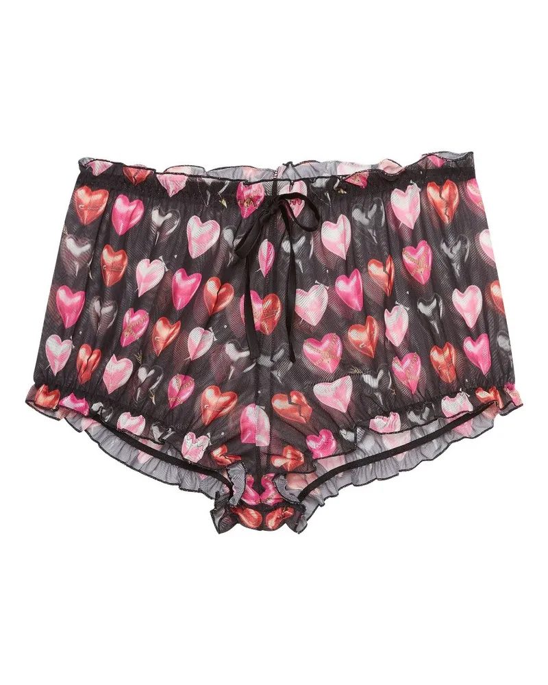 Fleur Du Mal Geraffte Boxershorts aus Mesh - Schwarz Schwarz