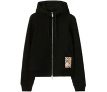Check Label Hoodie - Schwarz