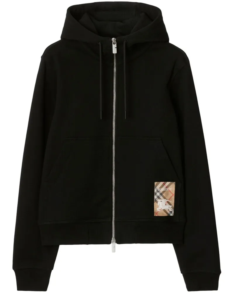 Burberry Check Label Hoodie - Schwarz Schwarz
