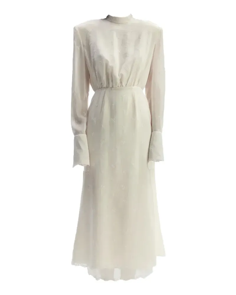 Magda Butrym bow-embroidered lace-trimmed dress - Nude Nude