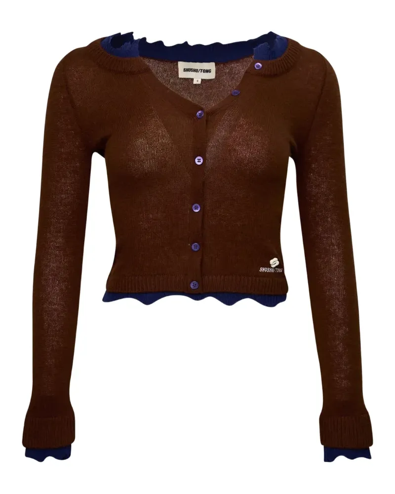 SHUSHU/TONG contrast-trim raw-edge sweater - Braun Braun