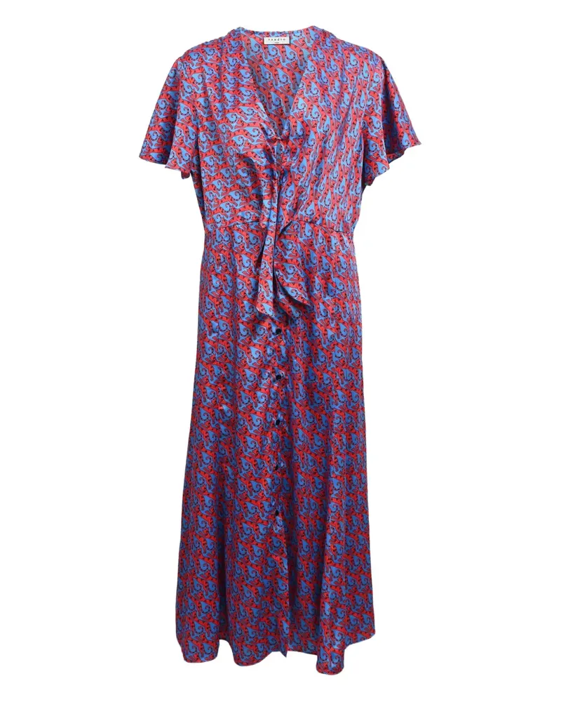 Sandro printed buttoned midi dress - Rot Rot