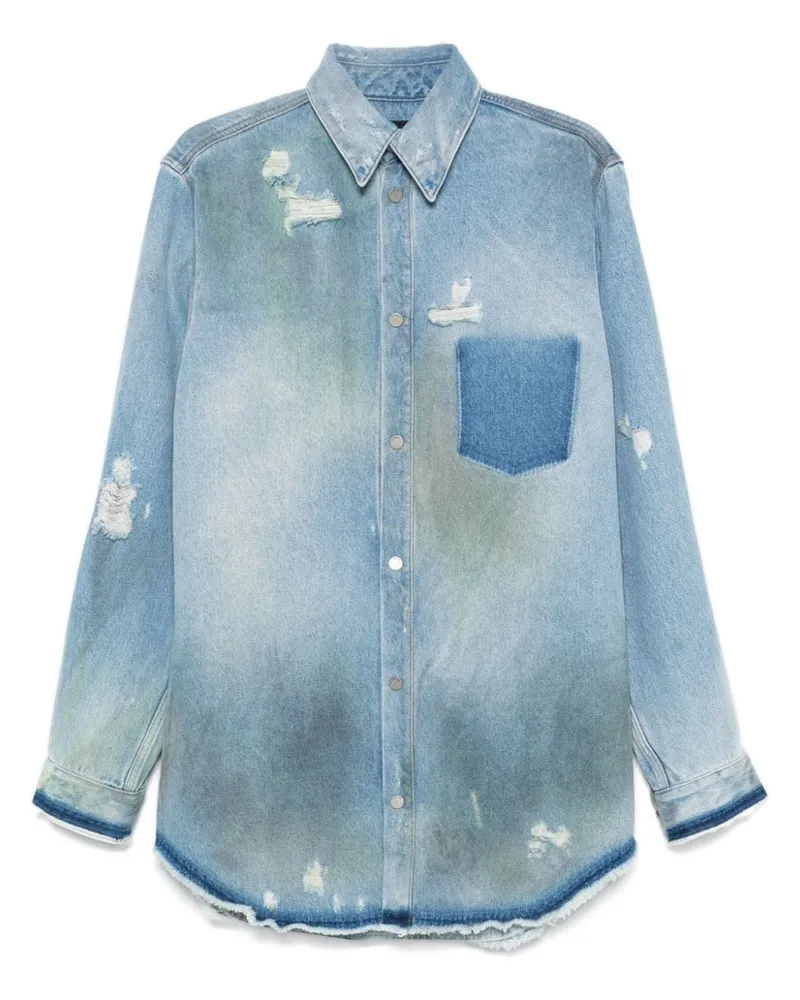 Egonlab Hemd im Distressed-Look - Blau Blau