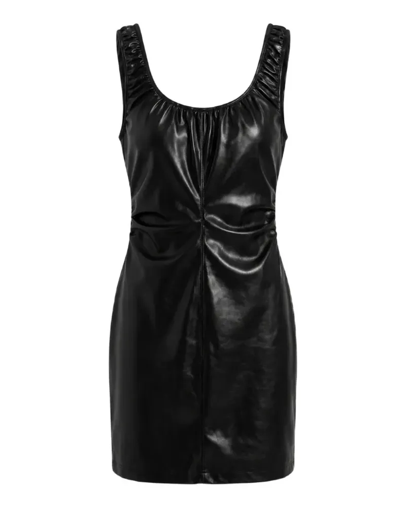 Yigal Azrouel Gerafftes Ines Minikleid aus Leder - Schwarz Schwarz