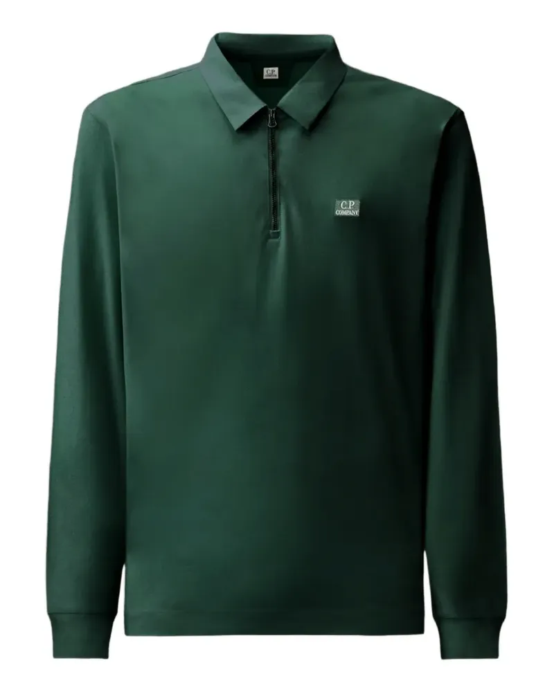 C.P. Company logo-patch long-sleeve polo shirt - Grün Grün