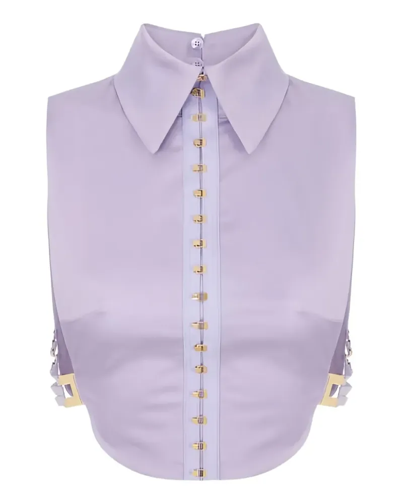 Elisabetta Franchi shirt-collar cotton bib - Violett Violett
