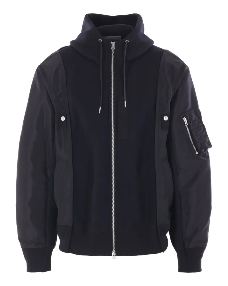 Sacai Kapuzenjacke mit Kontrasteinsätzen - Schwarz Schwarz