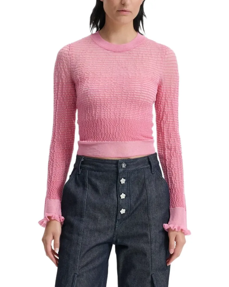Cecilie Bahnsen Semi-transparentes CBCorali Oberteil mit Rüschenbündchen - Rosa Rosa