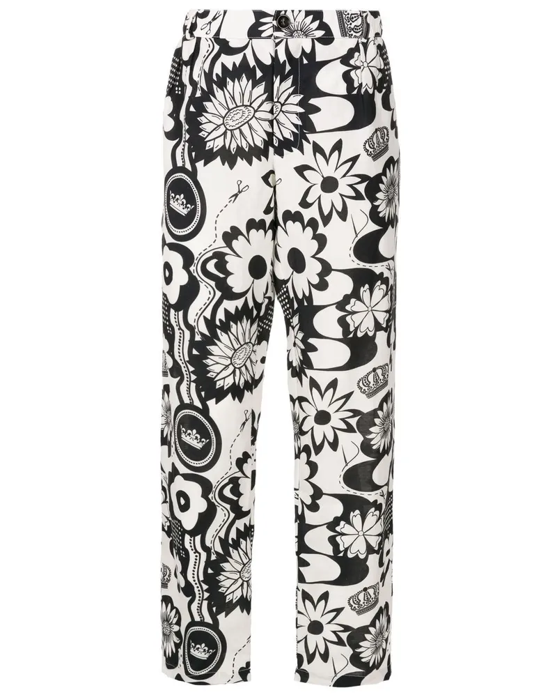 Amir Slama Gerade Hose mit grafischem Print - Schwarz Schwarz