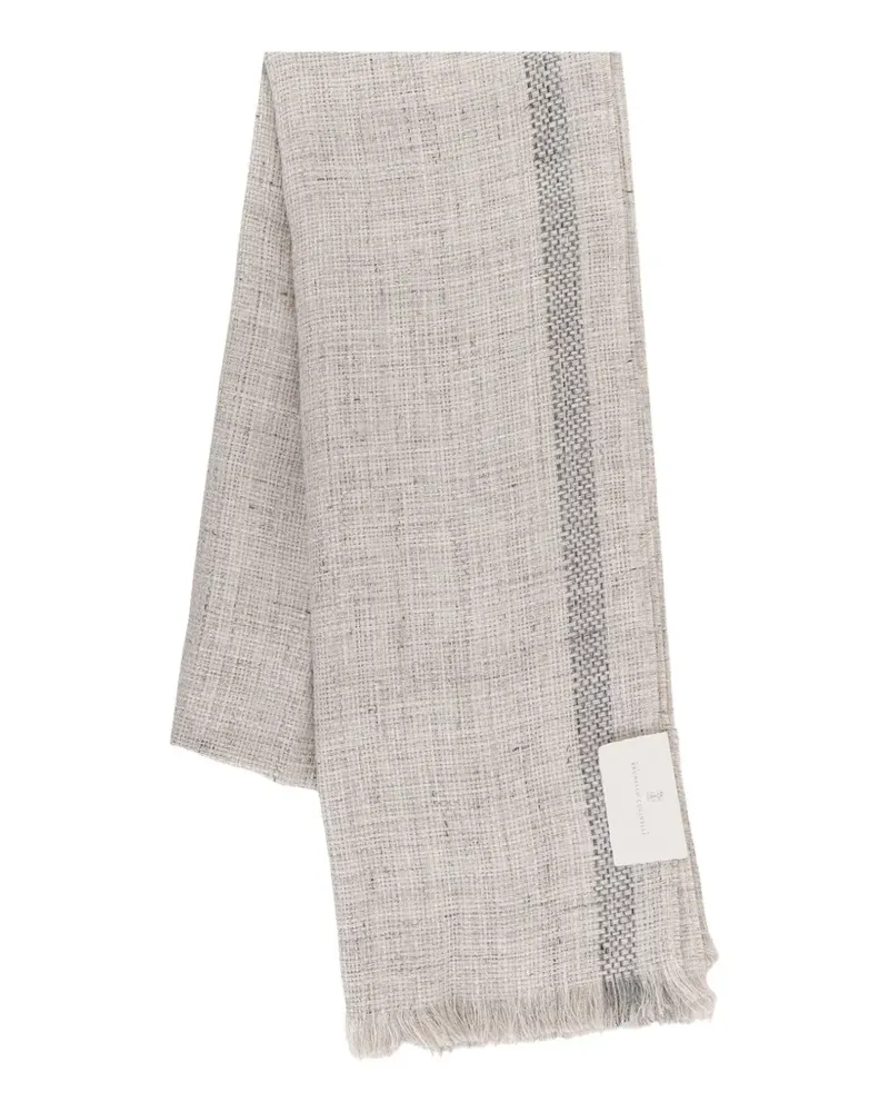 Brunello Cucinelli embroidered fringed scarf - Nude Nude