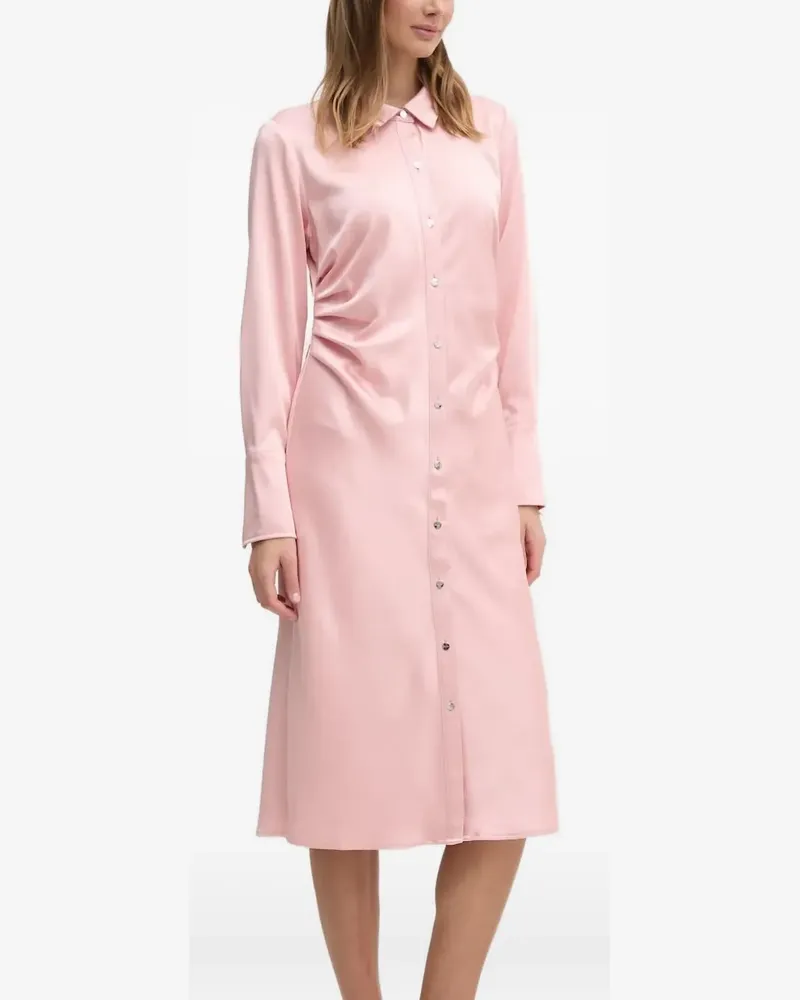 DKNY Geknöpftes Midikleid mit Satineinsatz - Rosa Rosa