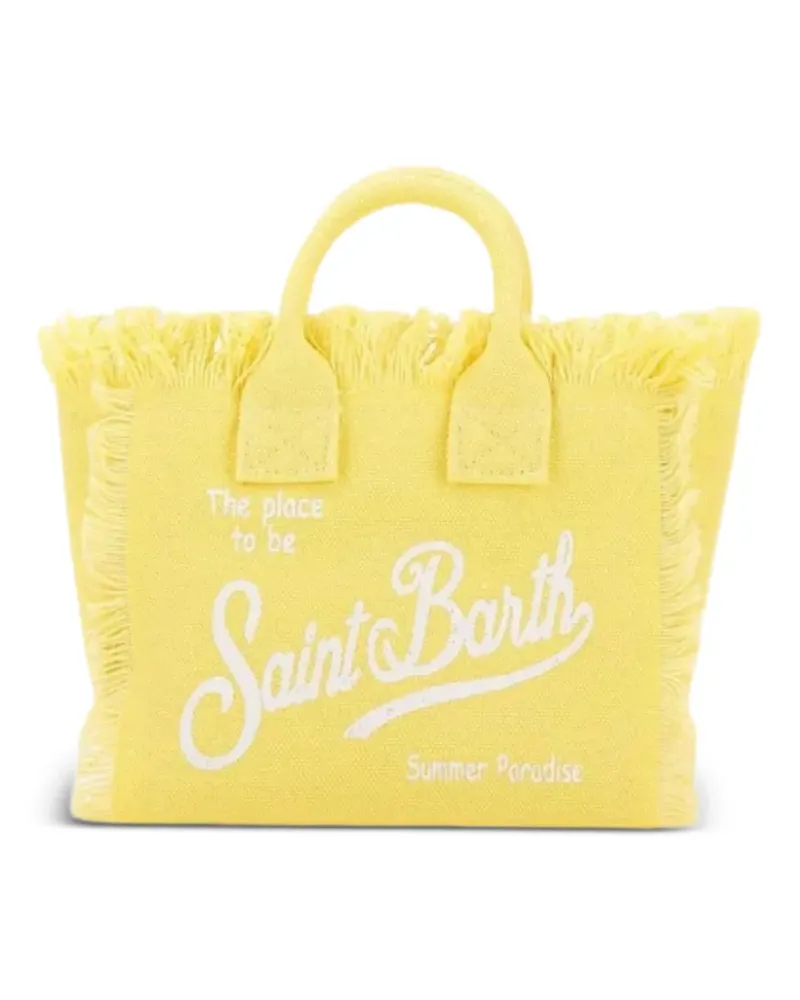 MC2 Saint Barth Ausgefranste Schultertasche mit Logo-Print - Gelb Gelb