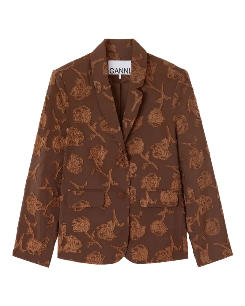 Ganni floral-pattern blazer - Braun Braun
