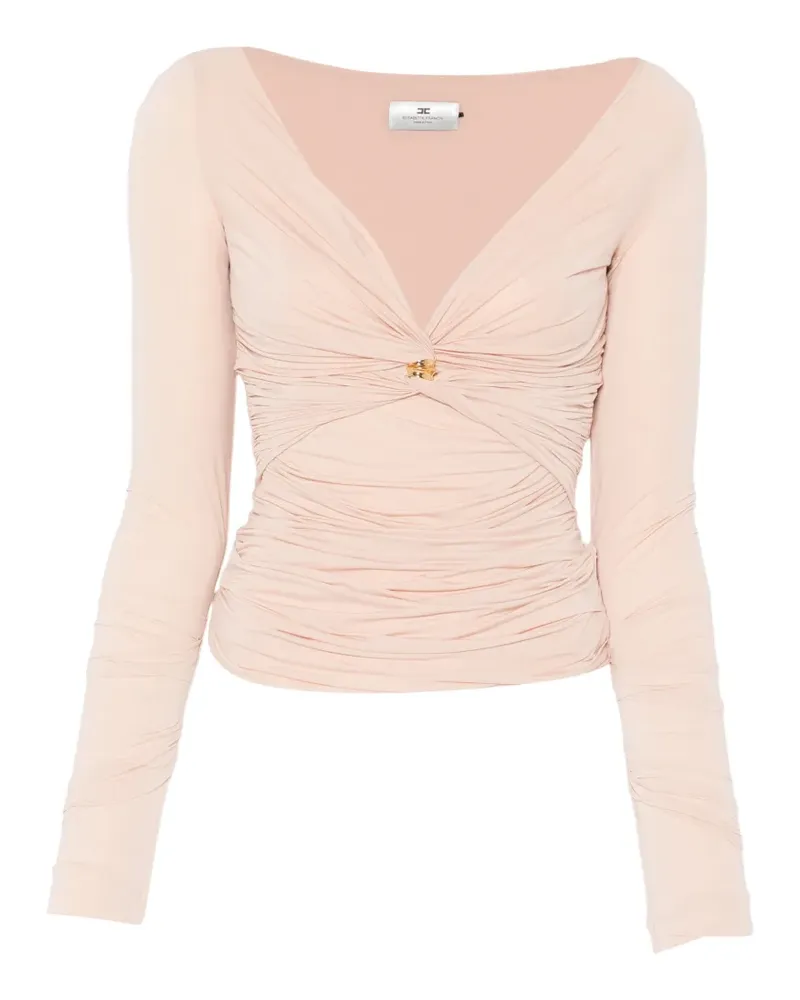 Elisabetta Franchi Langarmshirt mit V-Ausschnitt - Rosa Rosa