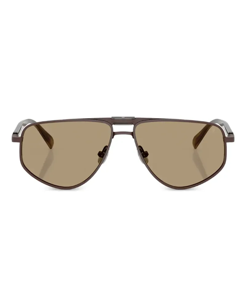 Brunello Cucinelli Sonnenbrille aus Titan mit Brauensteg - Braun Braun