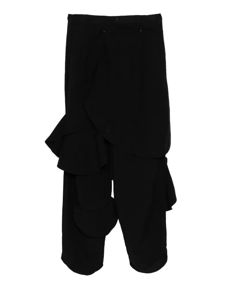 Yohji Yamamoto Hose mit weitem Bein - Schwarz Schwarz