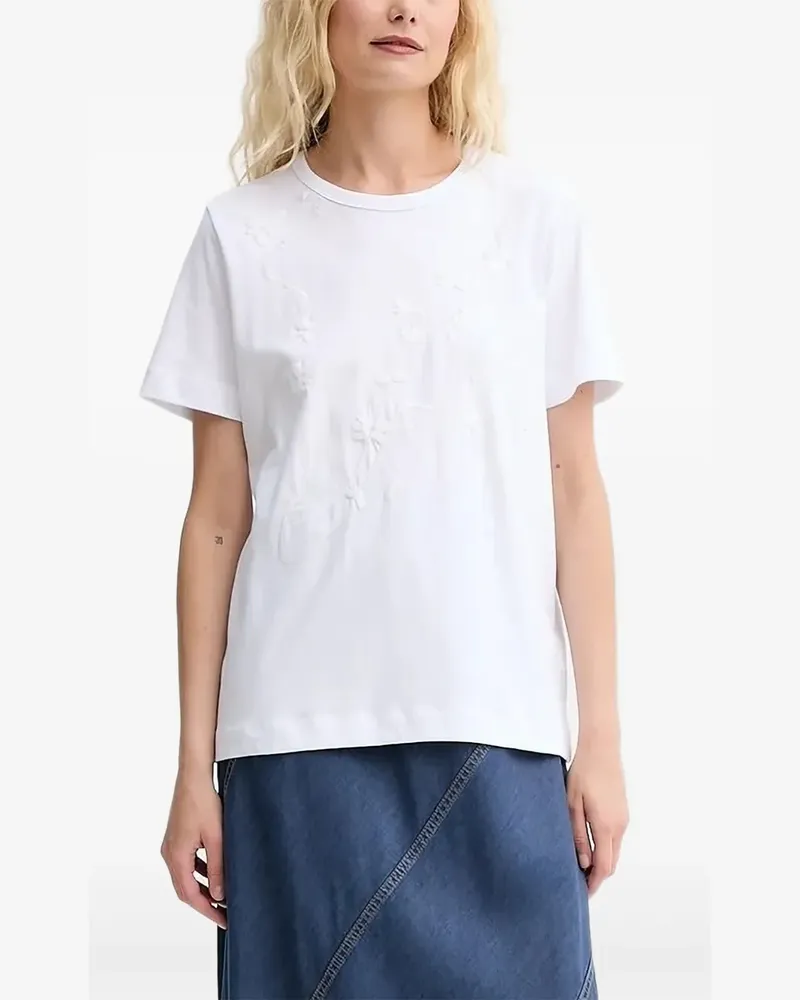 MUNTHE T-Shirt mit Blumenstickerei - Weiß Weiß