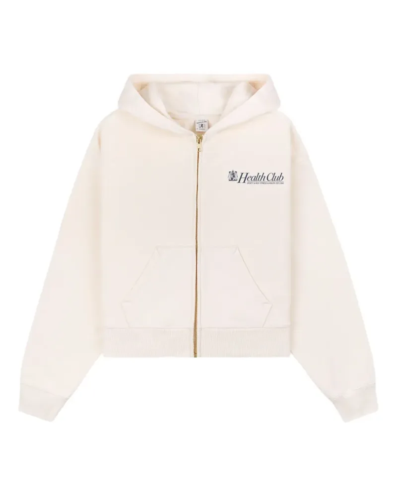 SPORTY & RICH Lion Health Kapuzenjacke mit Reißverschluss - CREAM Cream