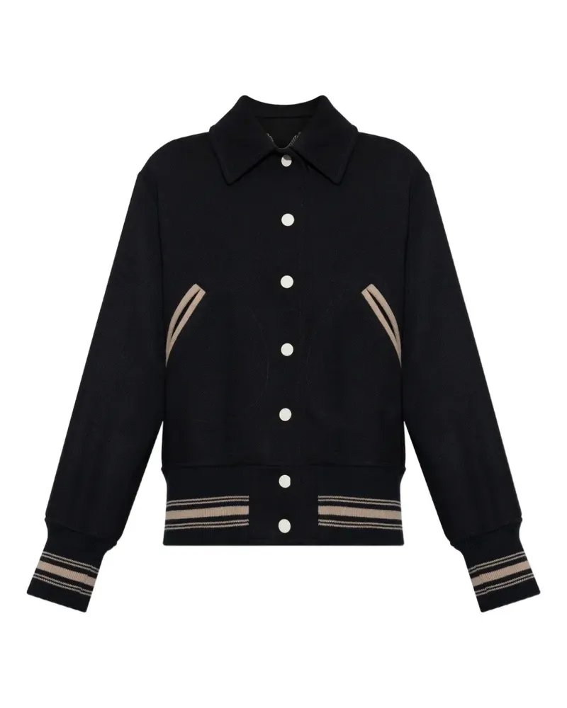 Golden Goose bomber jacket in midnight-blue wool with embroidery - Blau Blau