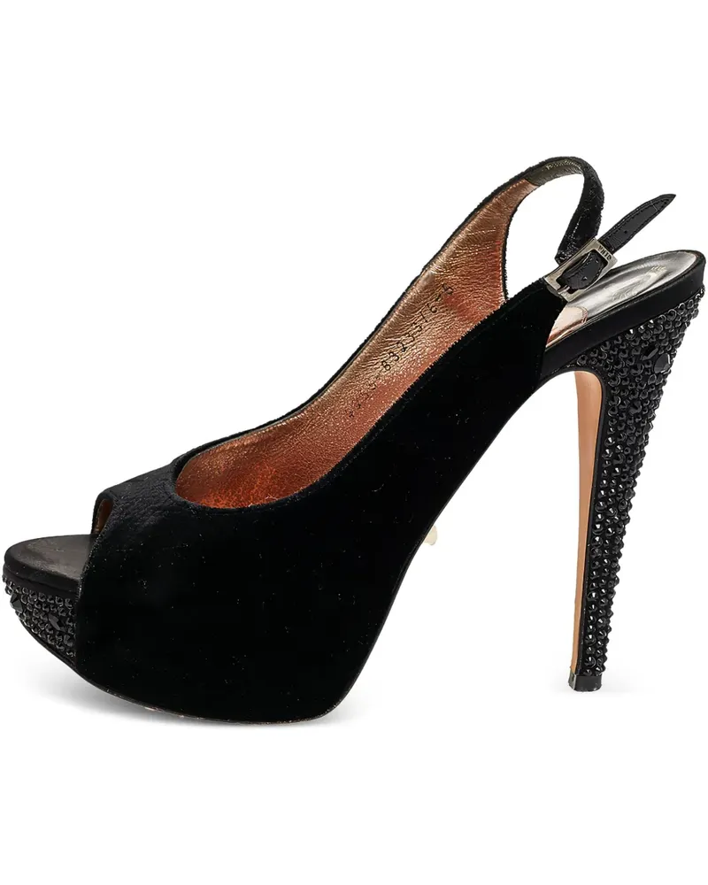 Gina Pre-owned Sandalen aus Samt 130mm - Schwarz Schwarz