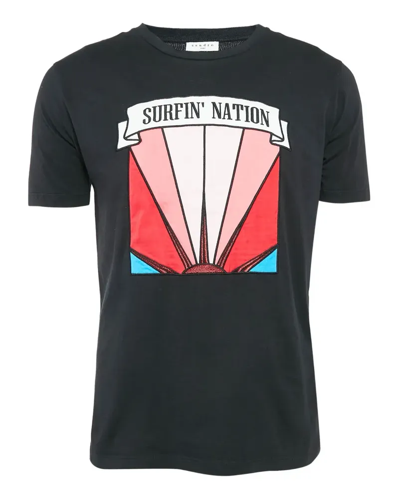 Sandro T-Shirt mit grafischem Print - Schwarz Schwarz