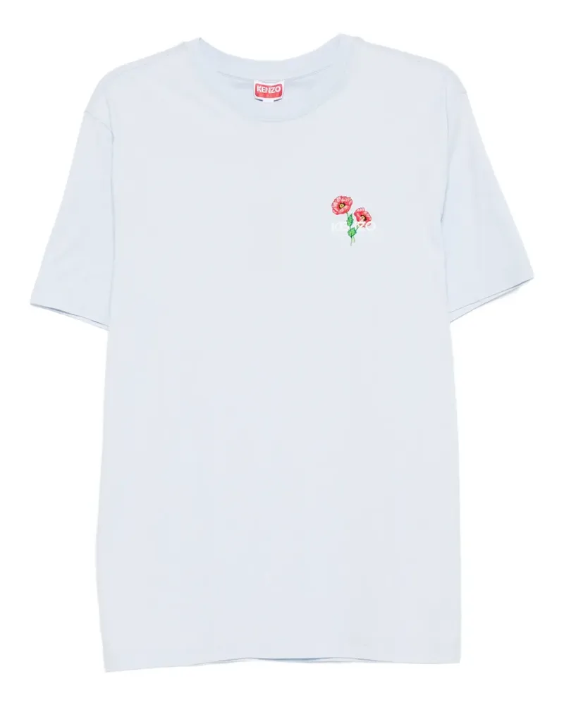 Kenzo T-Shirt mit Blumenstickerei - Blau Blau