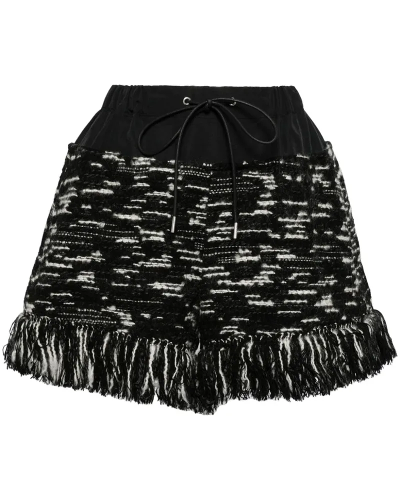 Sacai Gestrickte Shorts mit Fransensaum - Schwarz Schwarz