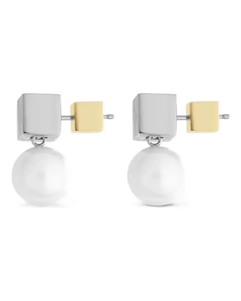 IVI Collection pearl-drop cube earrings - Silber Silber