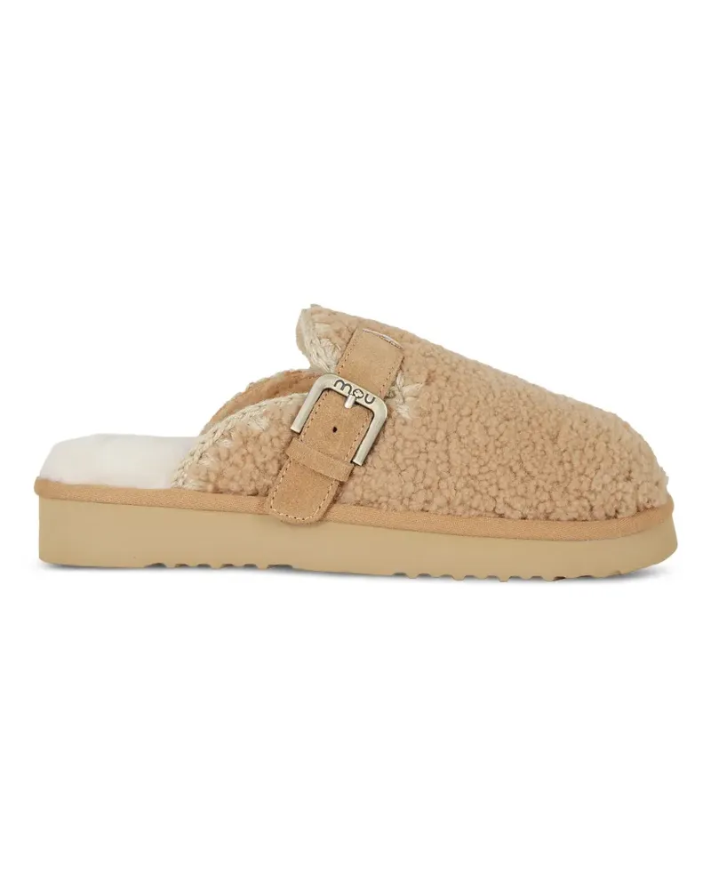 Mou Curly Mules aus Schafsleder mit Schnallenverschluss - Nude Nude