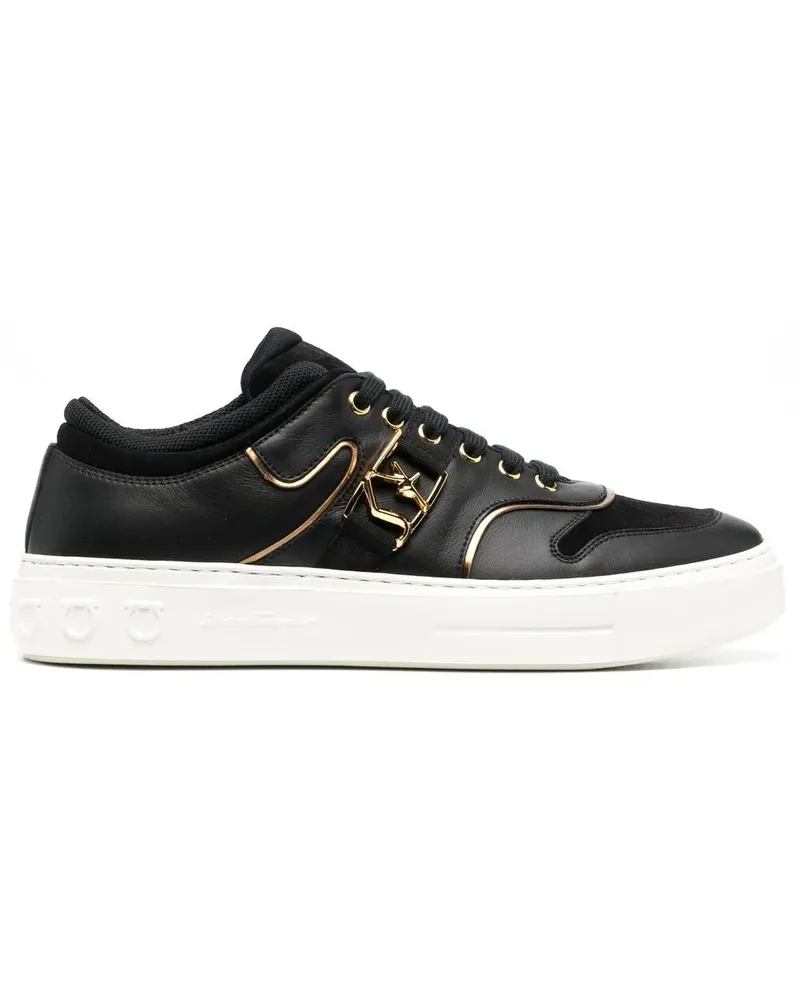 Ferragamo Sneakers mit Logo-Schild - Schwarz Schwarz