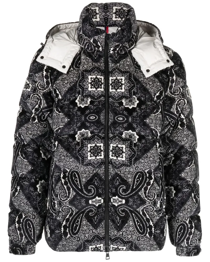 Moncler Kapuzenjacke mit grafischem Print - Schwarz Schwarz