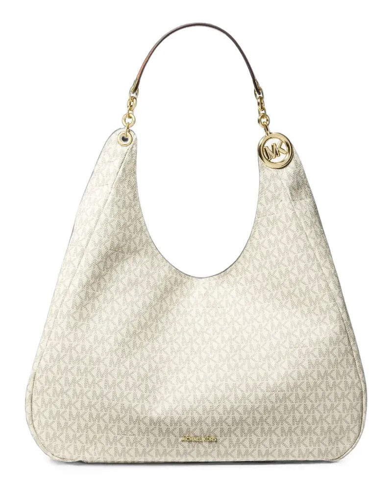 Michael Kors Große Ellie Signature Schultertasche - Weiß Weiß