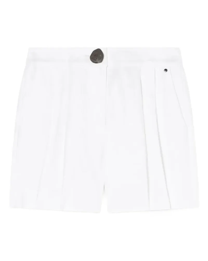Armani Exchange pleated button-fastening linen shorts - Weiß Weiß